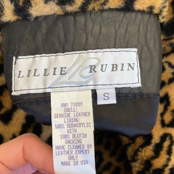 Lillie Rubin L/XL Vtg 90s Reversible Jacket Leather and Faux-fur Animal Print - Picture 11 of 16